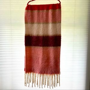 Large pink striped scarf